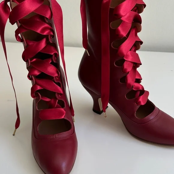 American Duchess Original Tango Boots Red Size 8 1/2 Worn Once - Picture 14 of 14